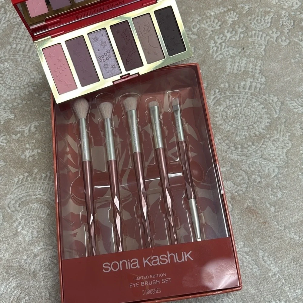 Brand New Estee Lauder Celestial Glam Eyeshadow Palette & Sonia Kashuk Brush Set